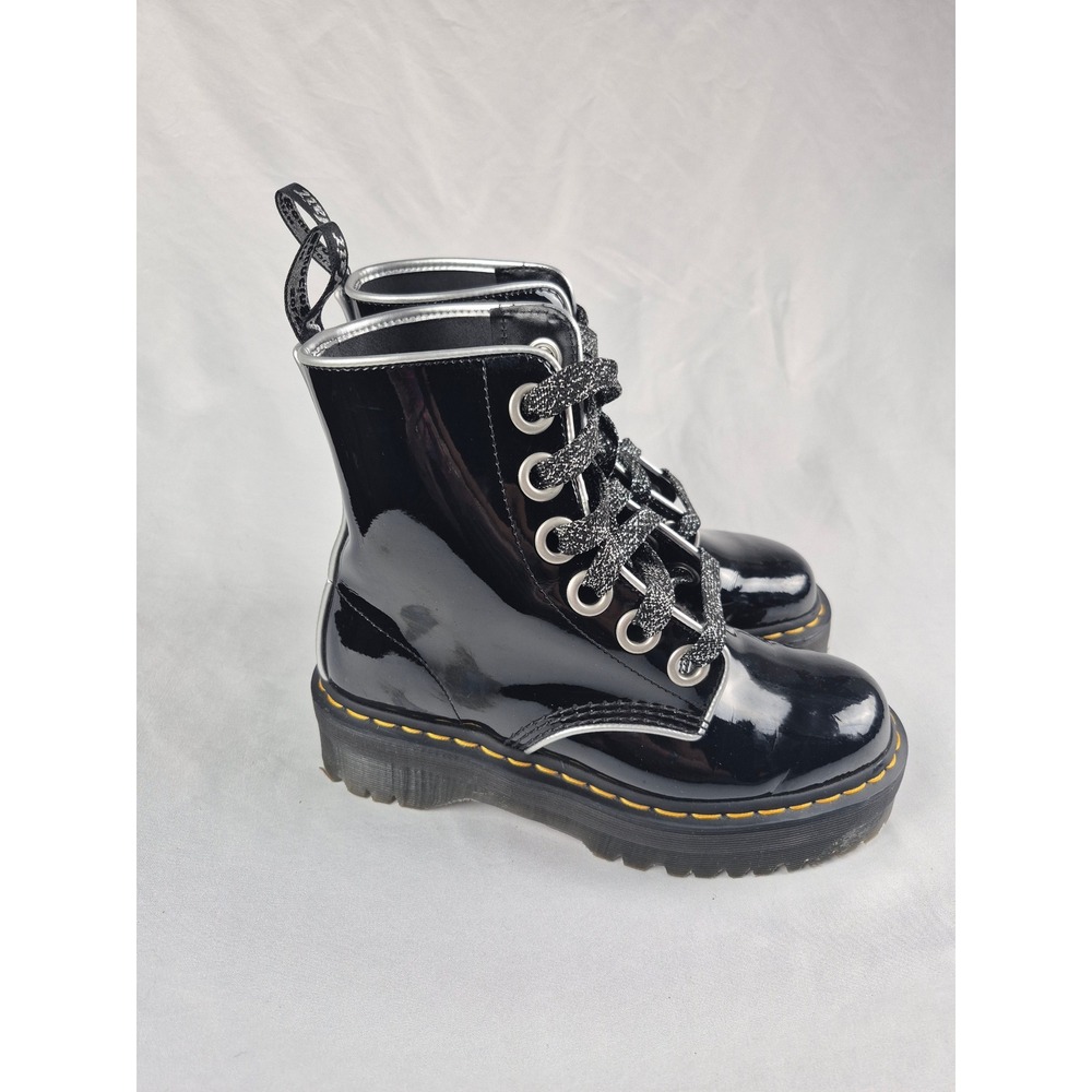 Dr. Martens Molly Women's US 8 Black Patent Platform Combat Boots 8 Hole Docs